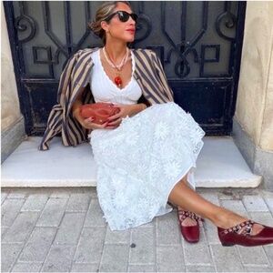 ZARA EMBROIDERED MIDI SKIRT ZW COLLECTION NWT